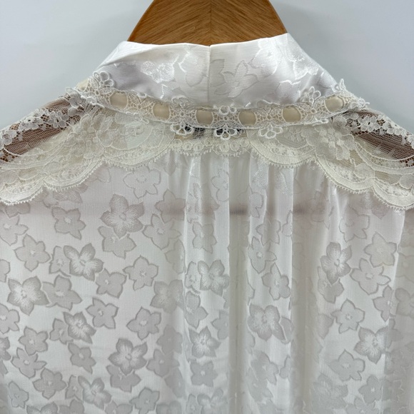 Christian Dior Vintage Ethereal Lace Trimmed Floral Printed Made USA Robe Small - Picture 10 of 15